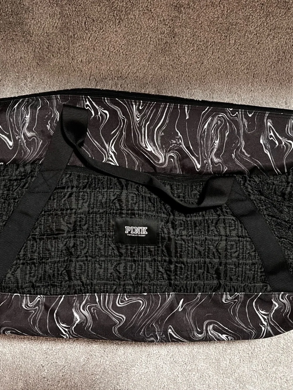 PINK Victoria's Secret Black Marble-Trim Duffel